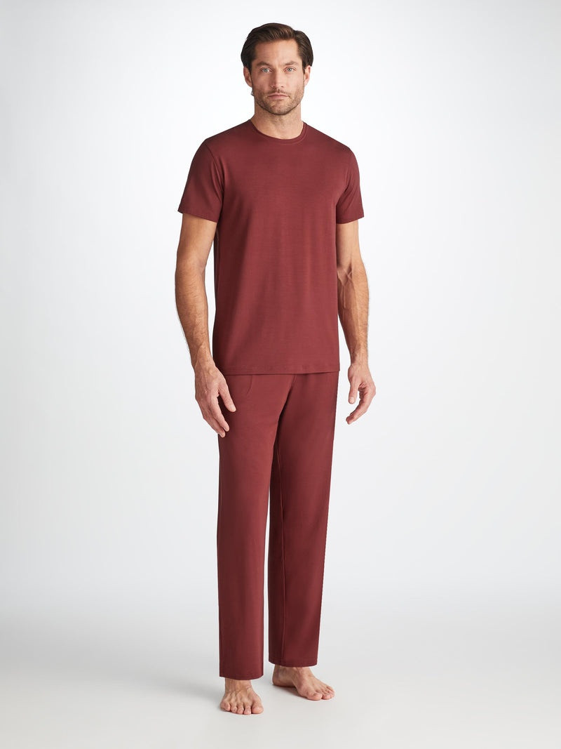 Men's Lounge Pants Basel Micro Modal Stretch Burgundy 3