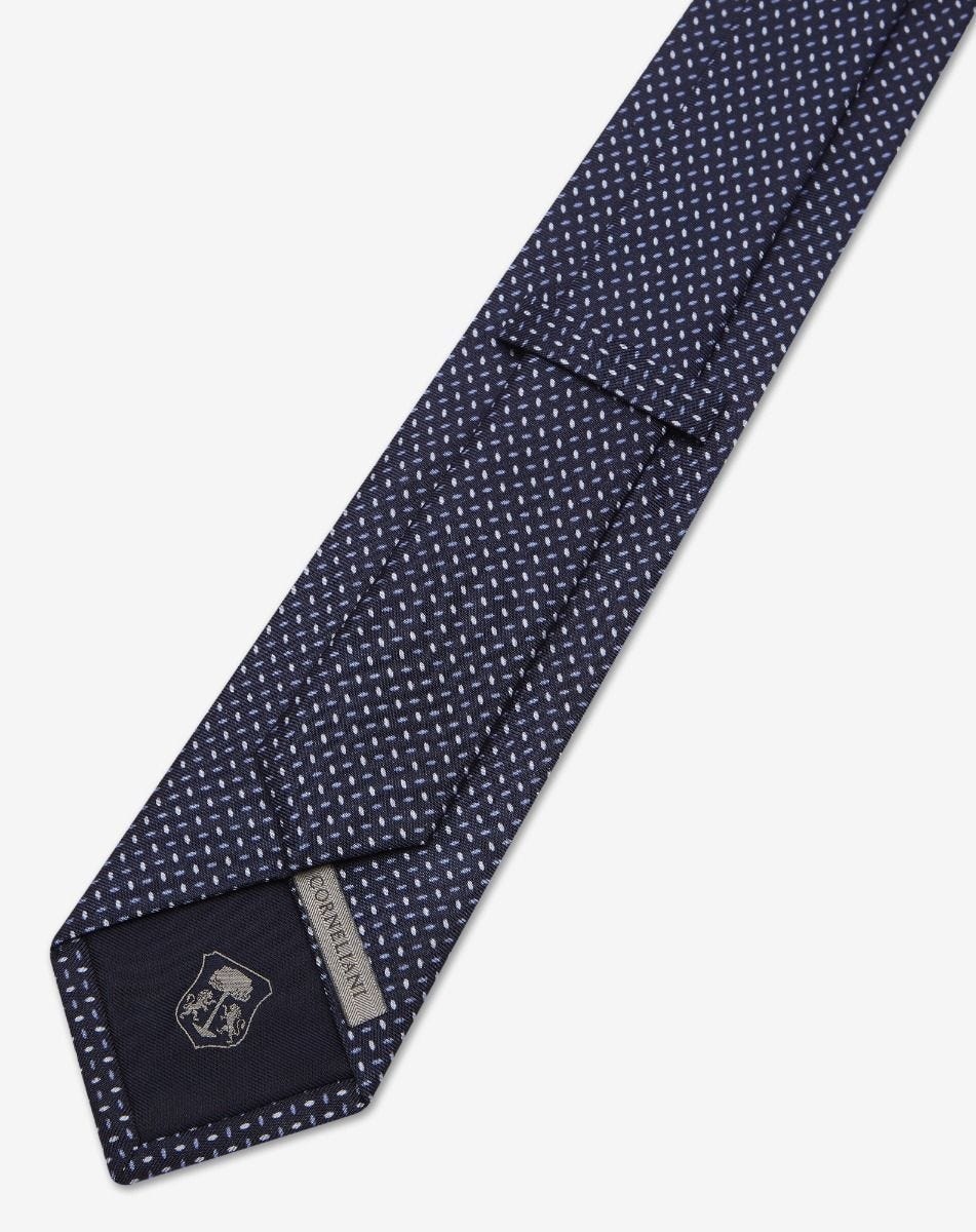 Navy blue printed silk twill tie - 4