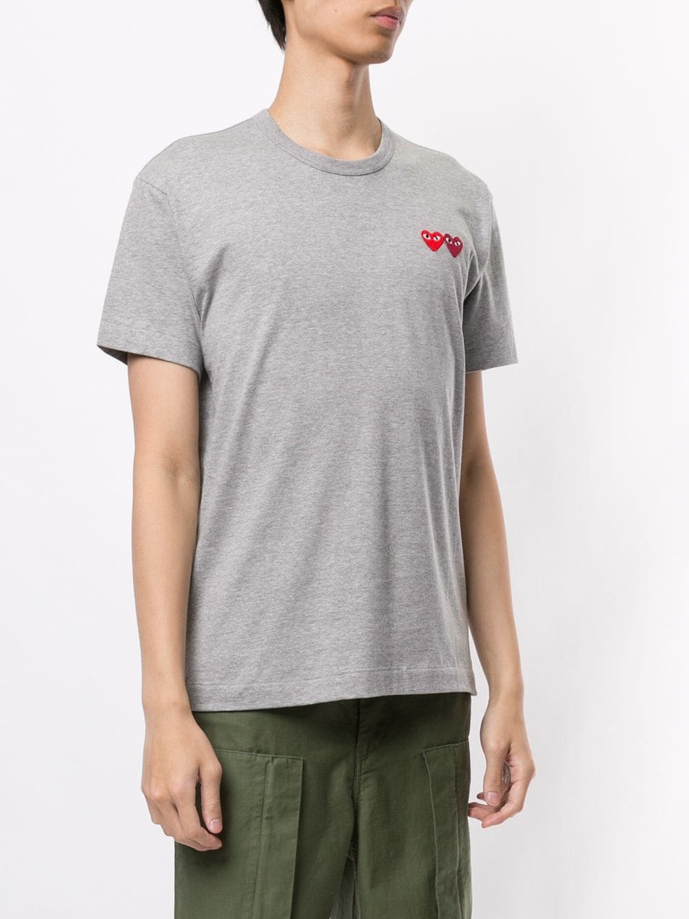 double heart appliquéd T-shirt - 3