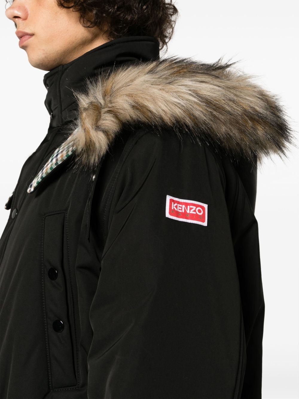 faux-fur-detailed hooded coat - 5