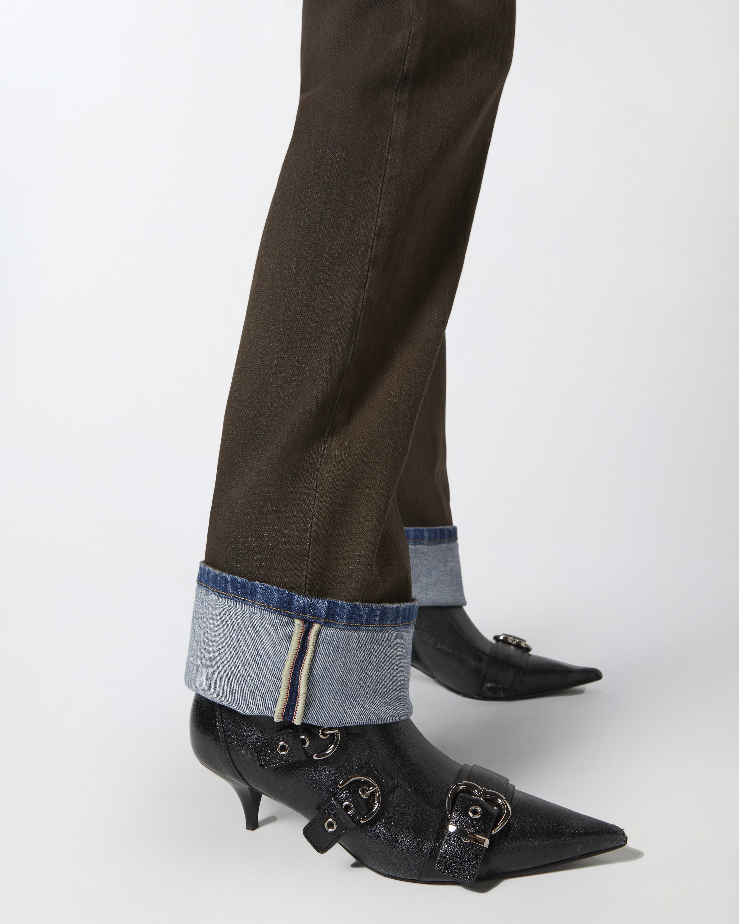 STRAIGHT DENIM JEANS WITH BROWN SPRAY - 5