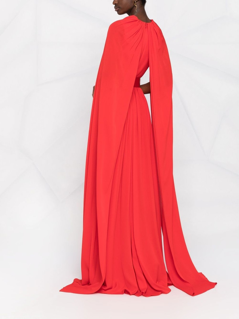 belted cape-effect silk gown 4