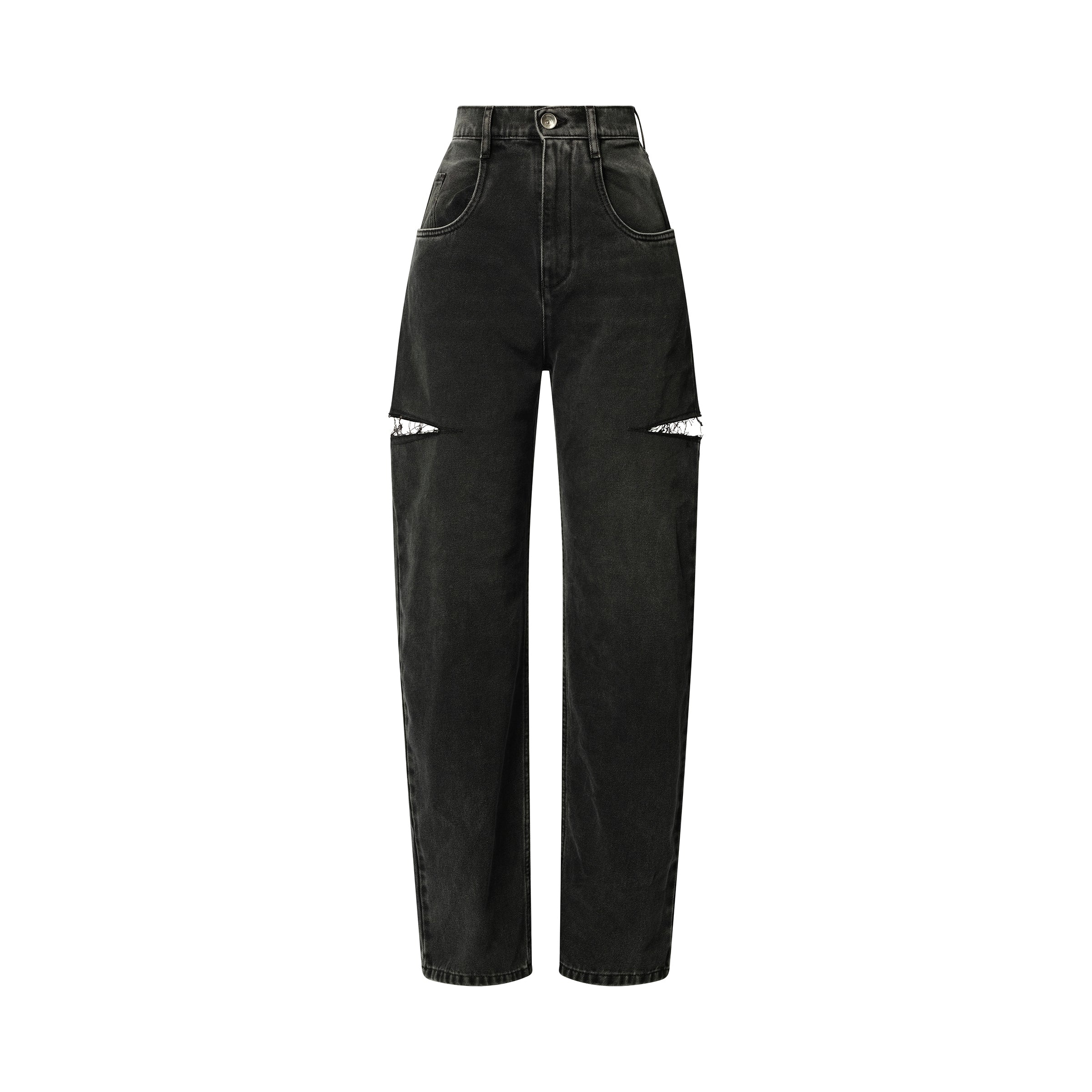 Slash Loose Fit Denim Jeans in Black - 2