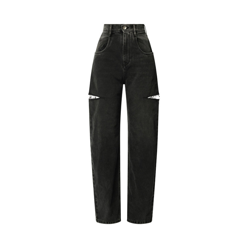 Maison Margiela Slash Loose Fit Denim Jeans in Black outlook