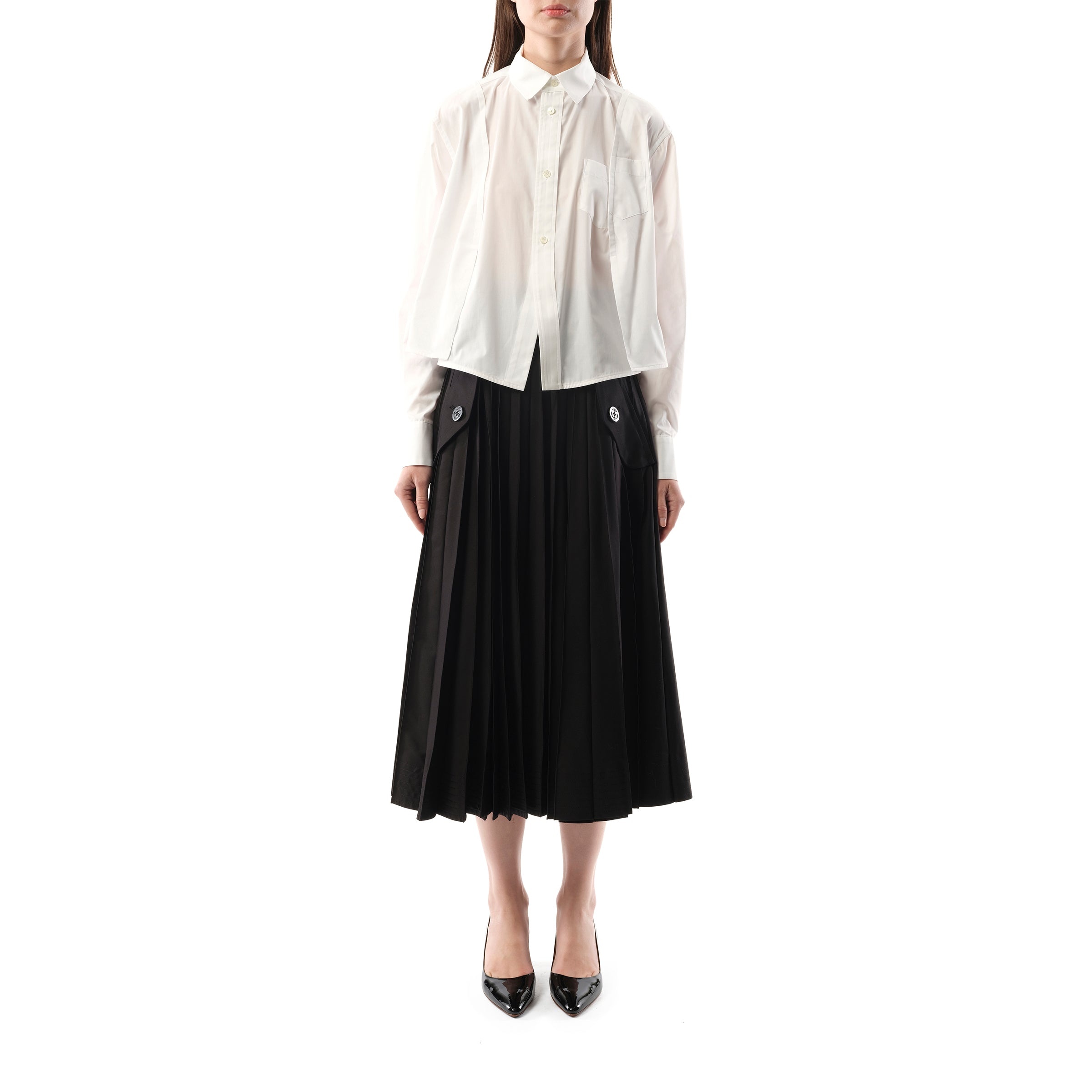 Reconstructed Cotton Poplin Shirt in Off White - 4