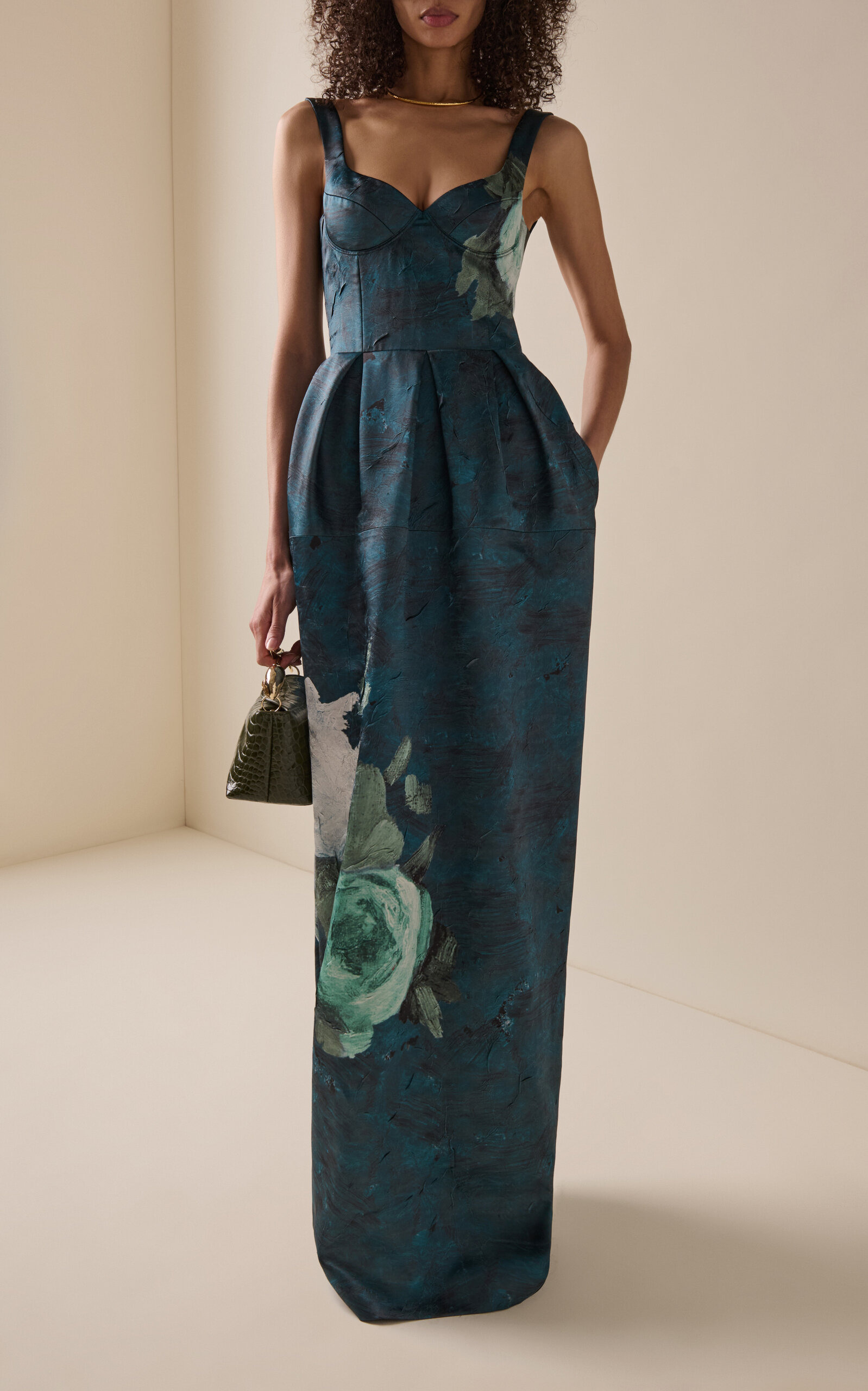 Painting-Printed Bustier Cocktail Dress navy - 3