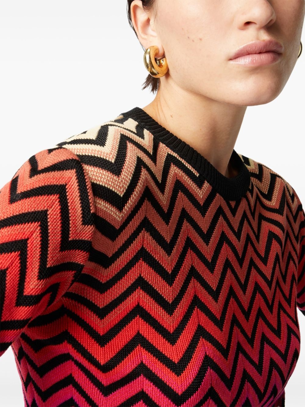 chevron-pattern T-shirt - 4