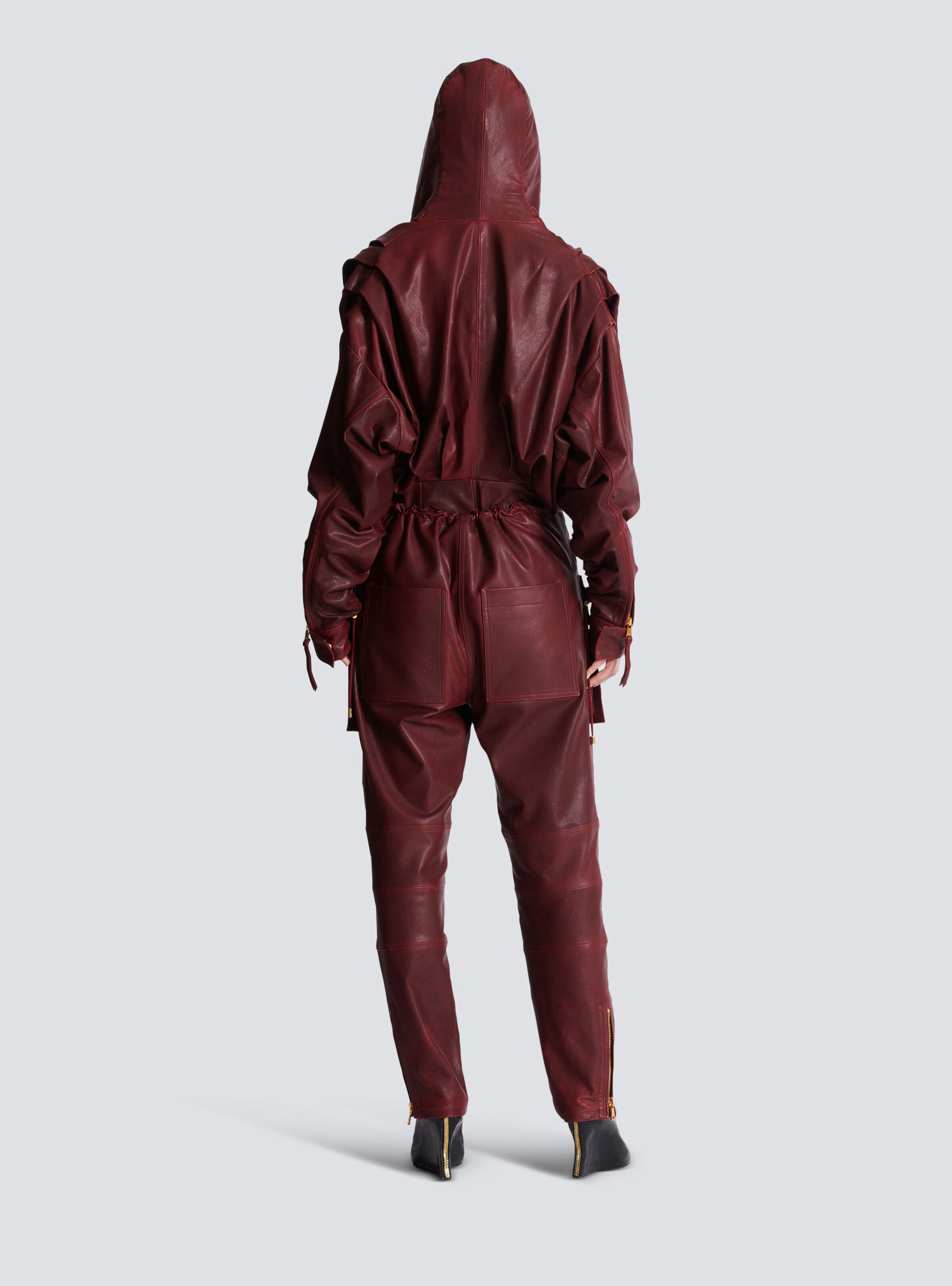 Short hooded dress in washed lambskin - 4