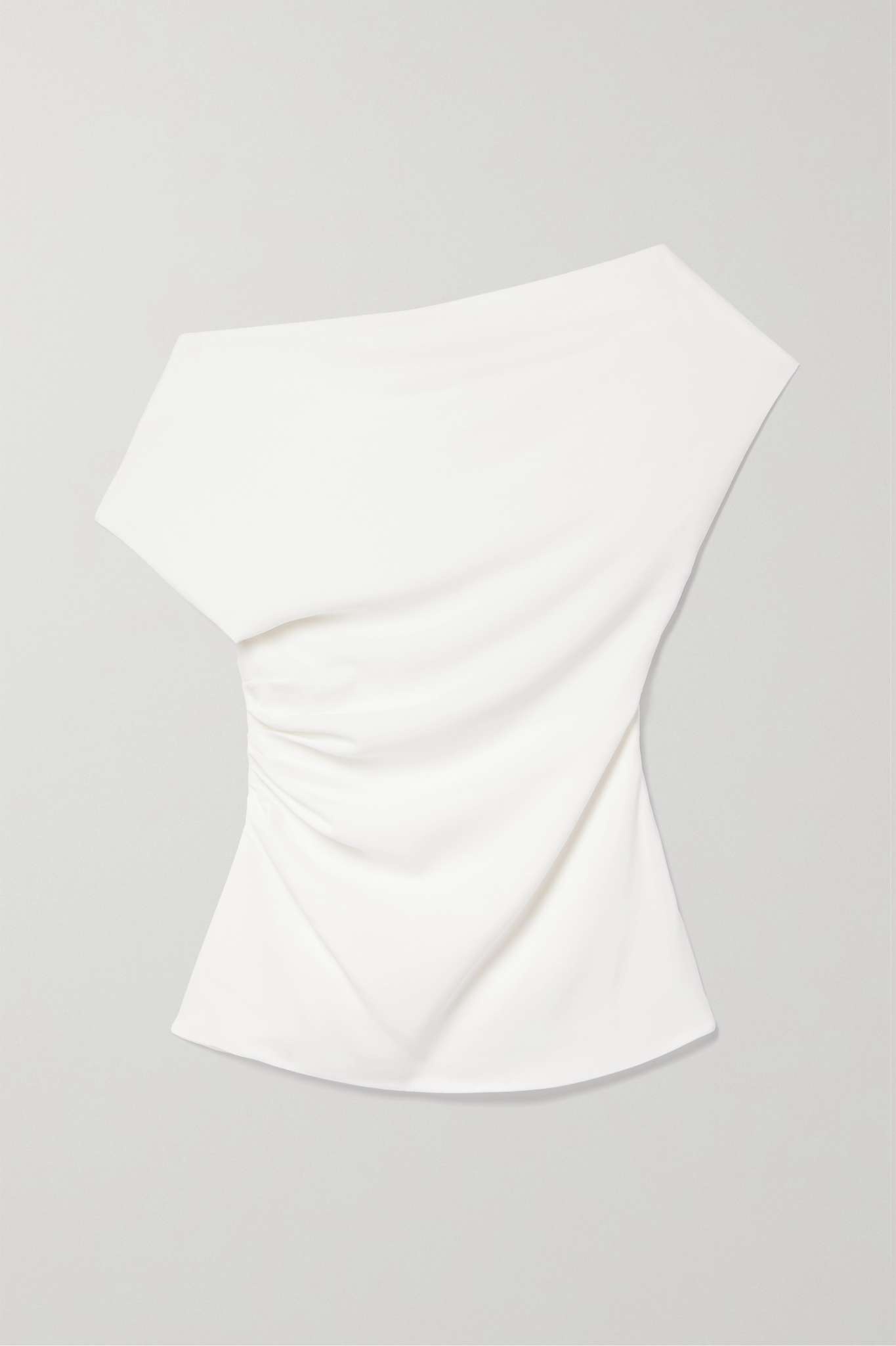 One-shoulder draped stretch-crepe top - 1