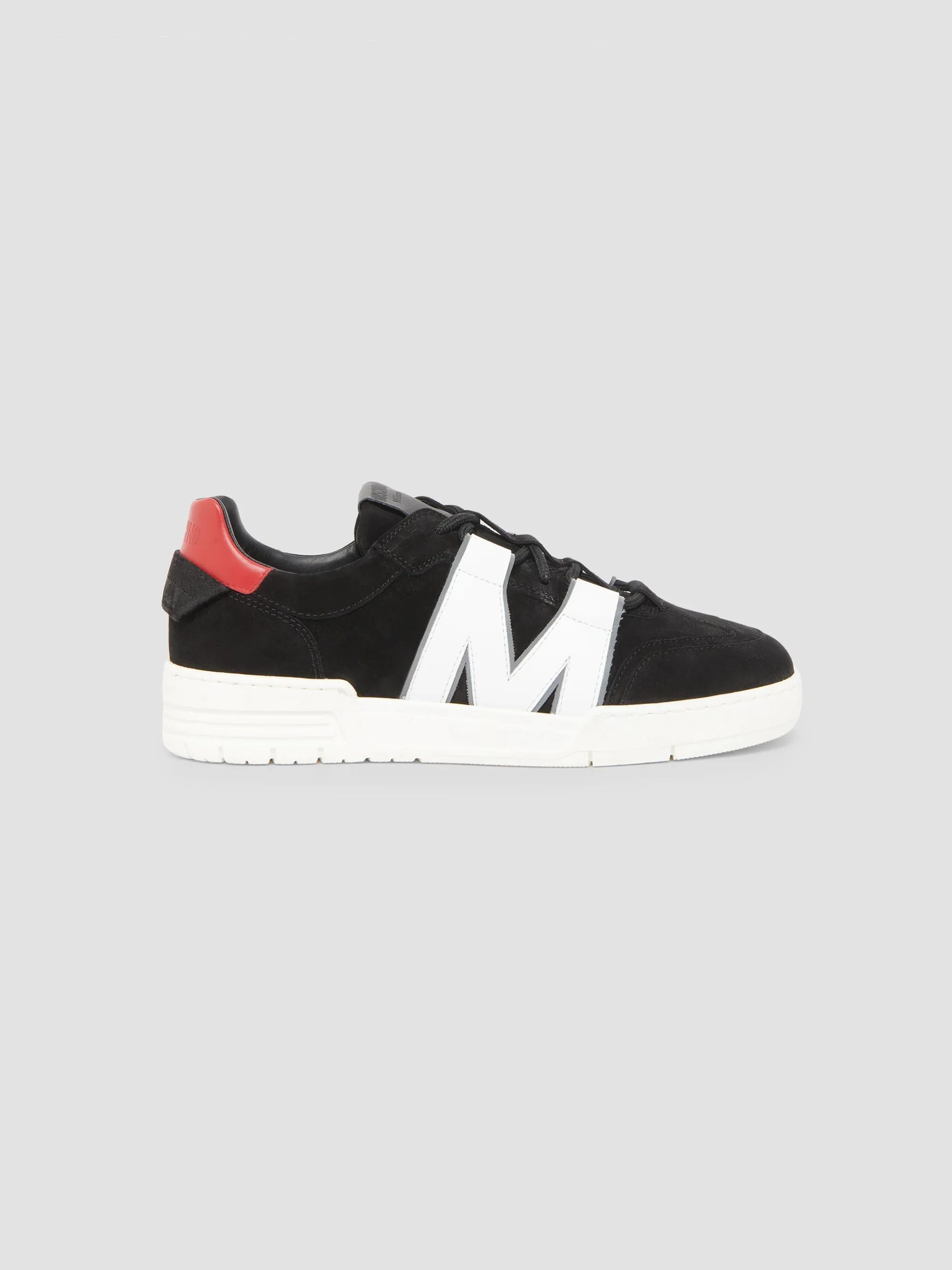 Men's Logo Suede Low-Top Sneakers - Black White - 1