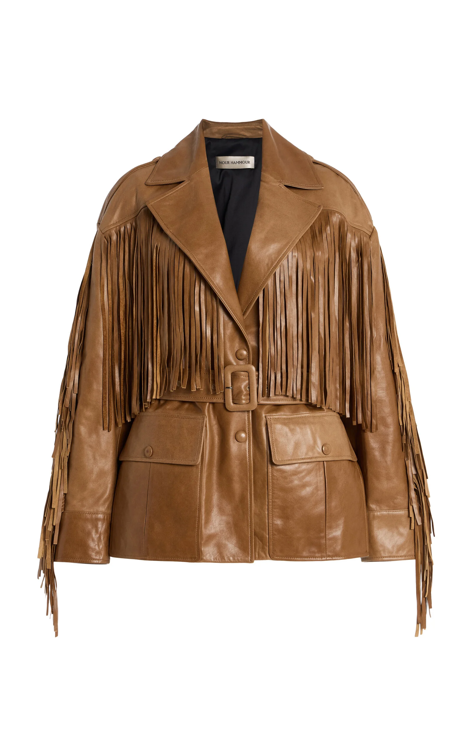 Cassidy Fringed Leather Jacket brown - 1