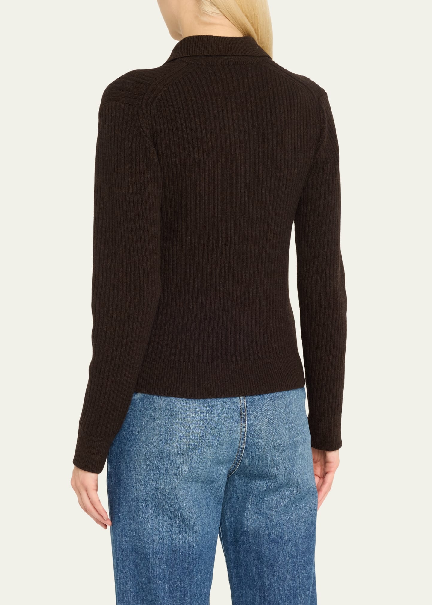 Braxton Zip-Front Polo Rib Sweater - 3