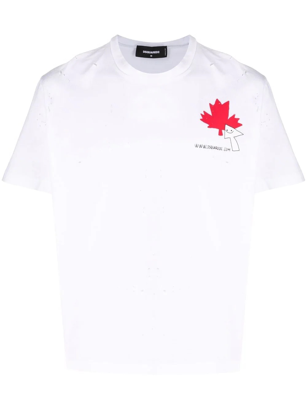 maple leaf-print crew-neck T-shirt - 1