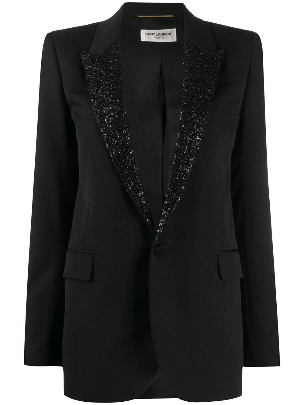 sequin-lapel blazer - 1