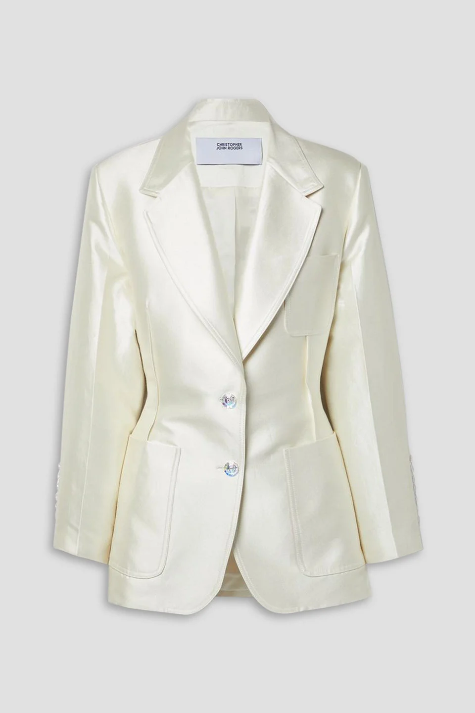 Ruched cotton and silk-blend satin blazer - 1