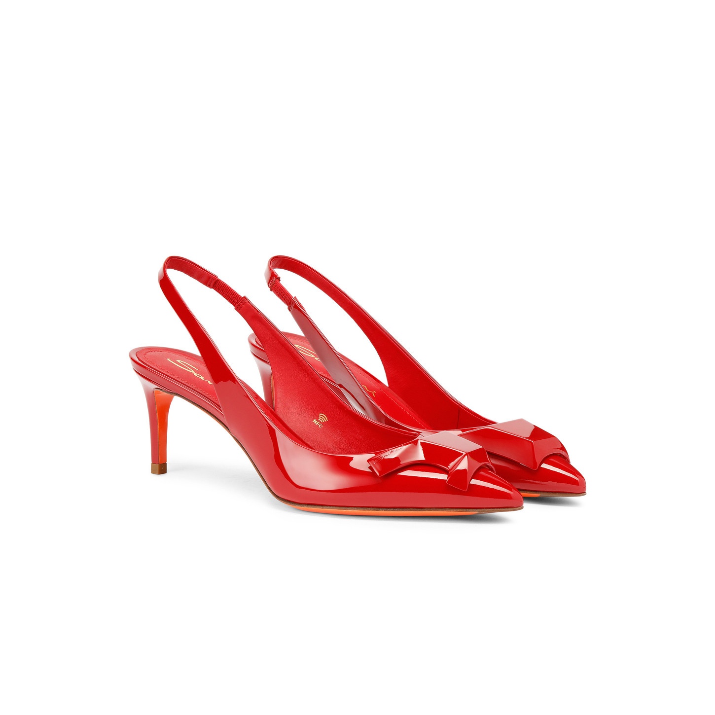 Women's red patent leather mid-heel Santoni Sibille pump - 3