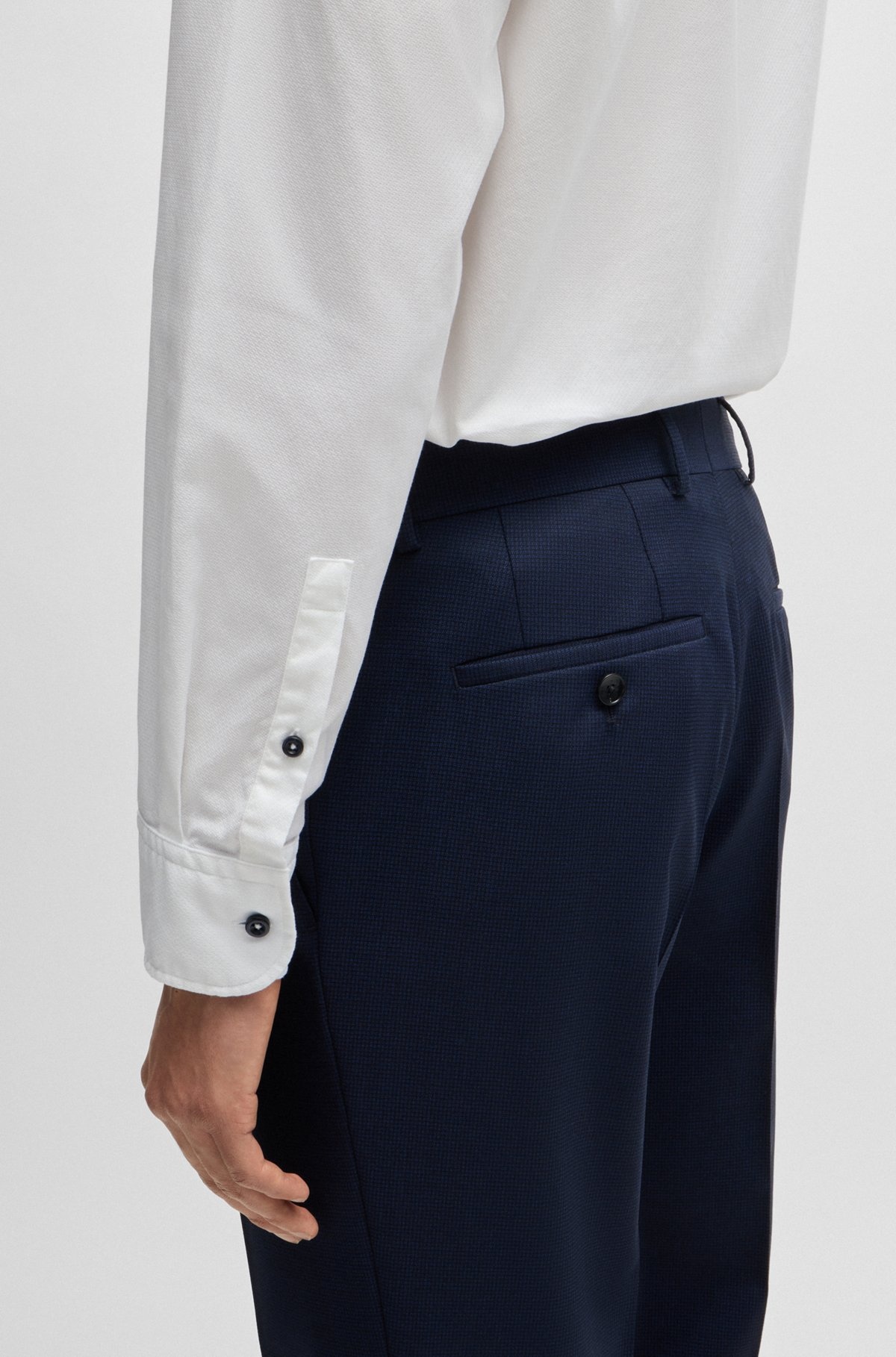CASUAL-FIT SHIRT IN STRUCTURED COTTON WITH SPREAD COLLAR - 6