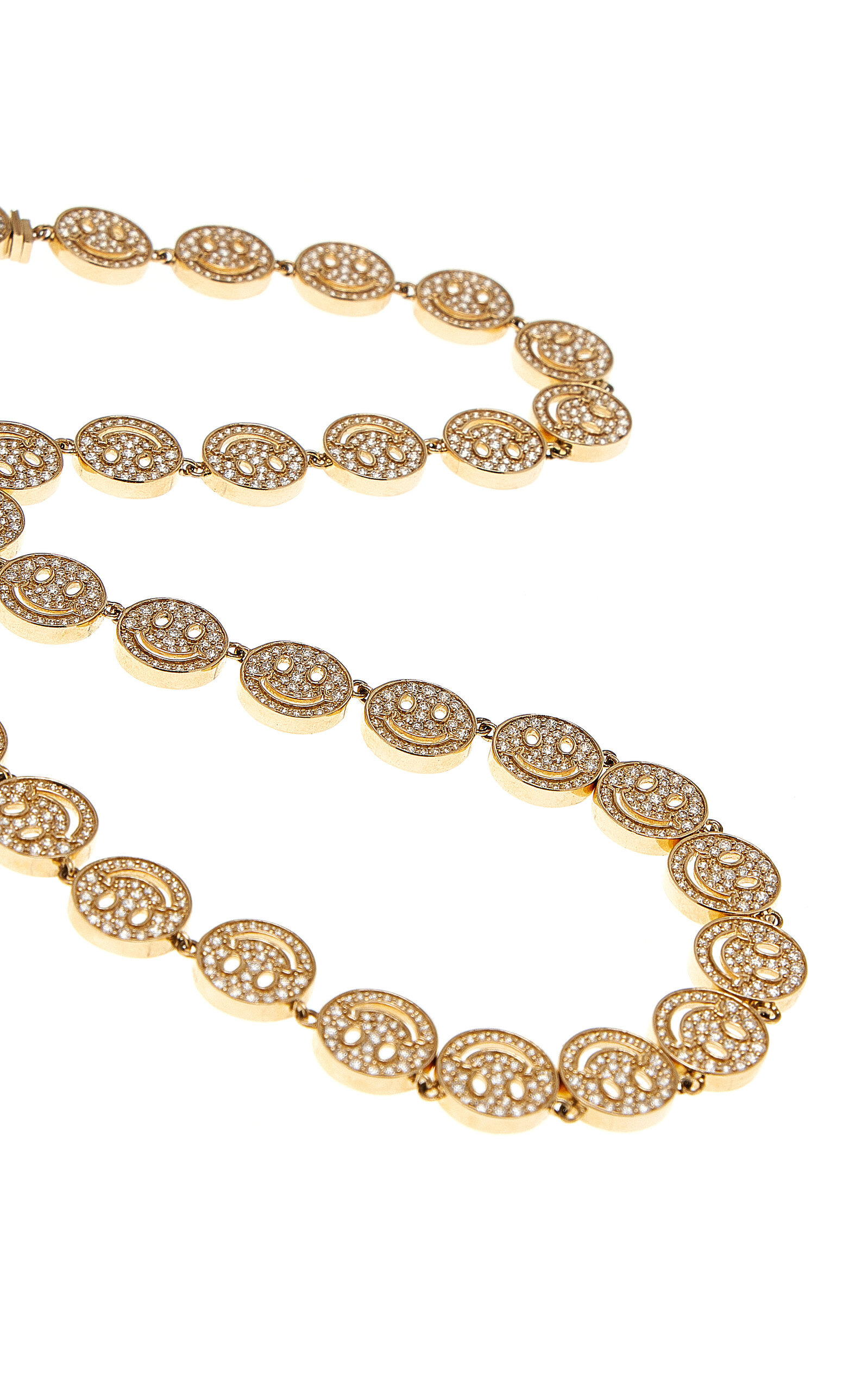 14k Yellow Gold Happy Face Diamond Necklace gold - 3