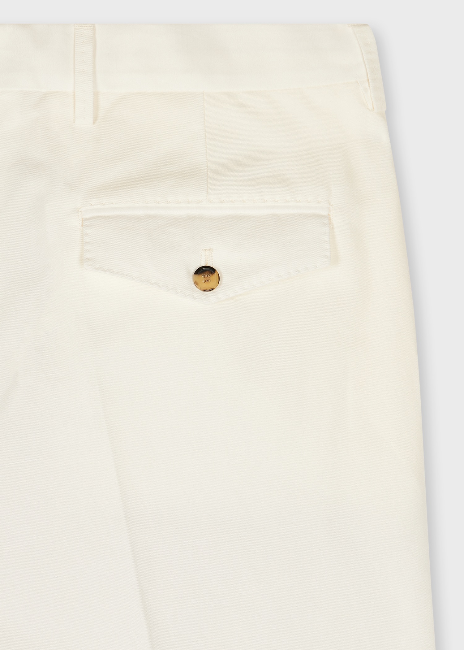 White Cotton-Linen Twill Trousers - 2