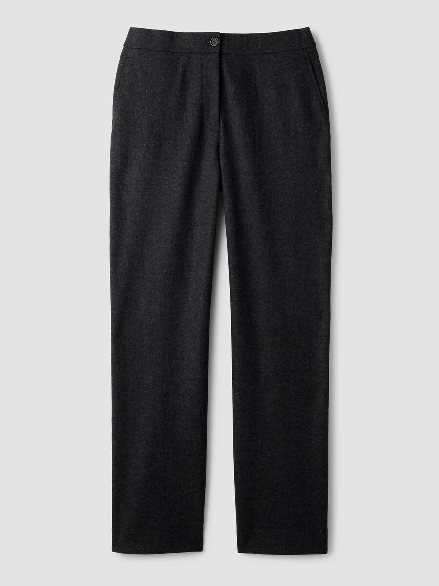 Mélange Felted Wool Jersey Full-Length Straight Trouser in Regenerative Wool - 1