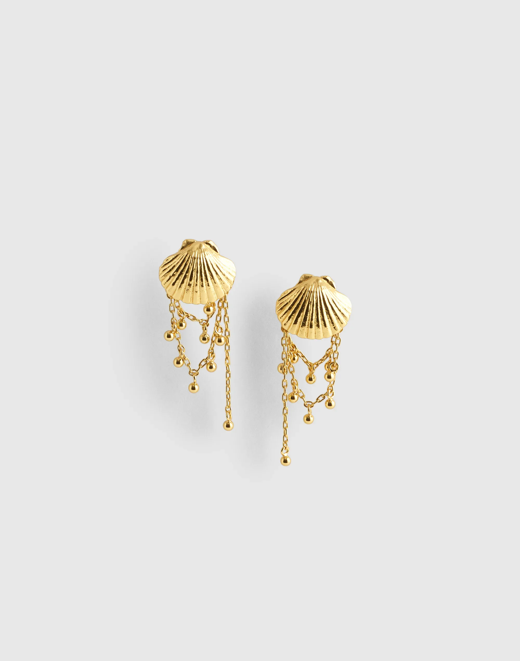 Shell Stacked Chain Stud Earrings - 1