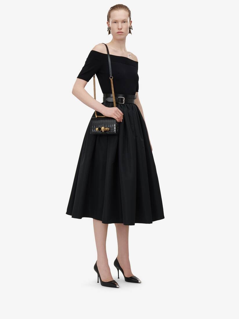 Women's Mini Jewelled Satchel in Black - 2