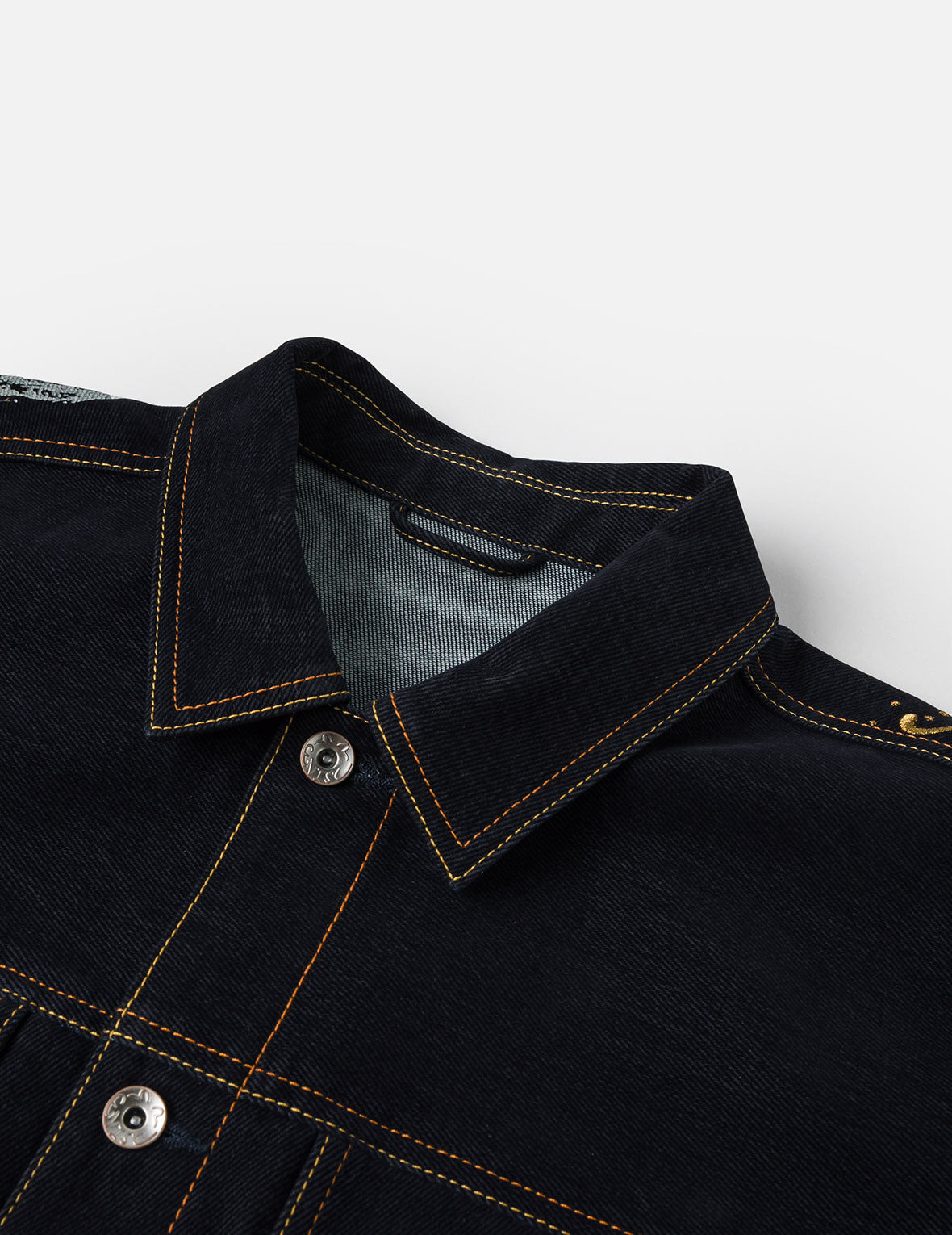 Brushstroke Daicock Print with Logo Embroidery Loose Fit Denim Jacket - 7