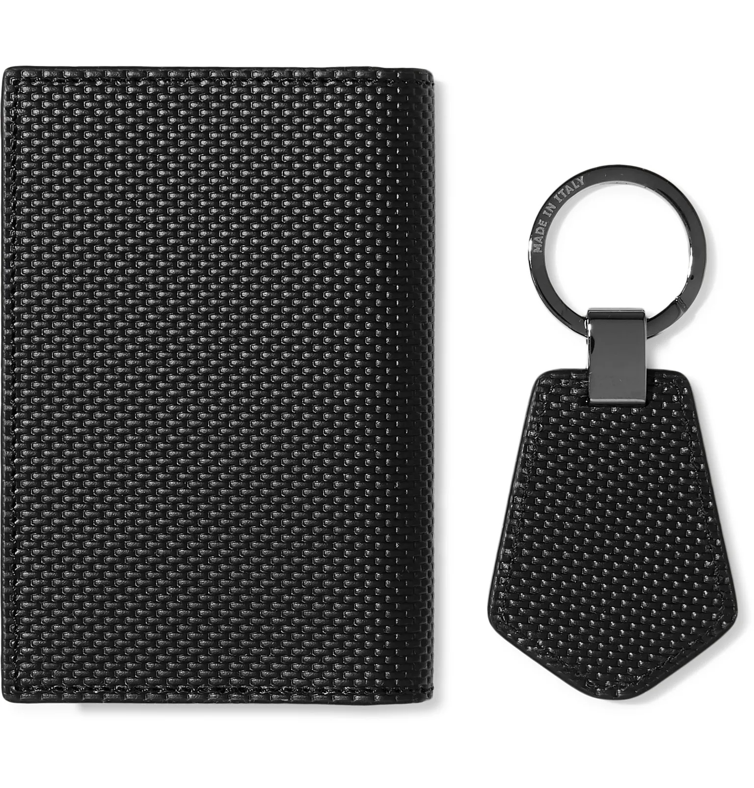 Woven Leather Business Cardholder and Key Fob Gift Set - 3