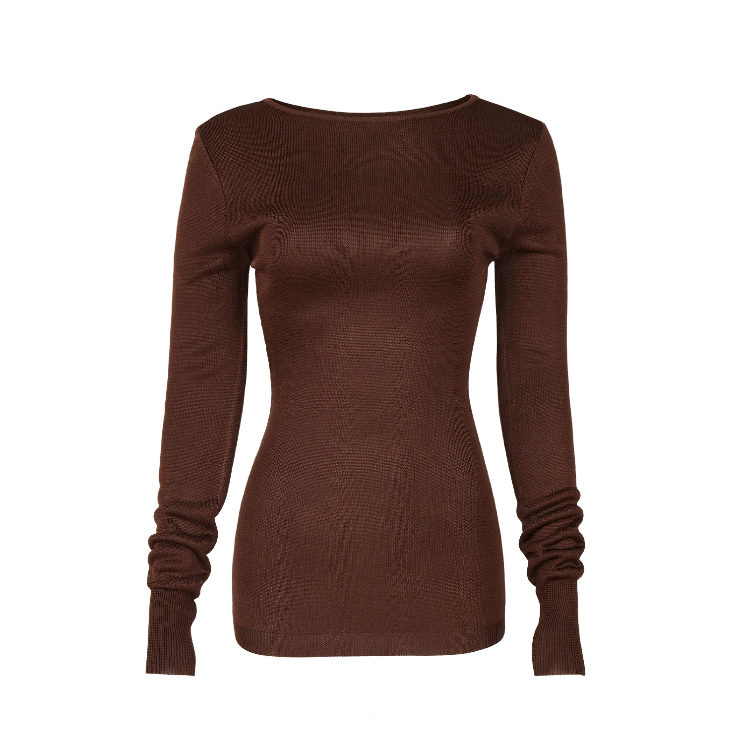 LS BOAT NECK TOP CHOCOLATE - 1