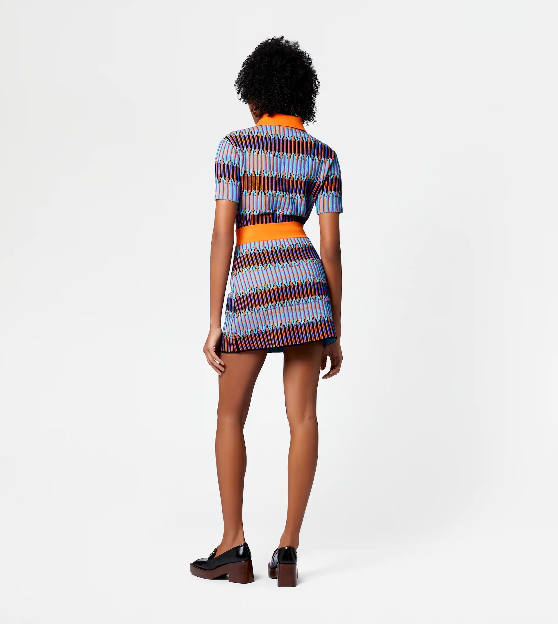 JACQUARD MINISKIRT - LIGHT BLUE, ORANGE - 3