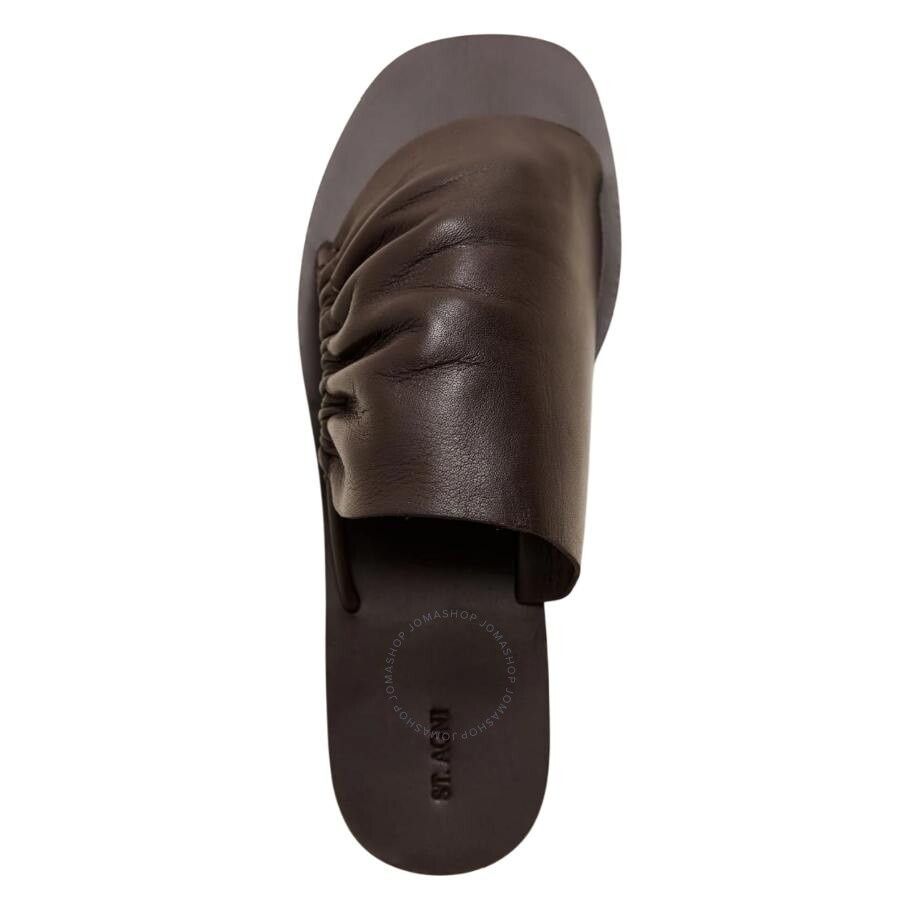 St Agni Gathered Leather Slides - 2