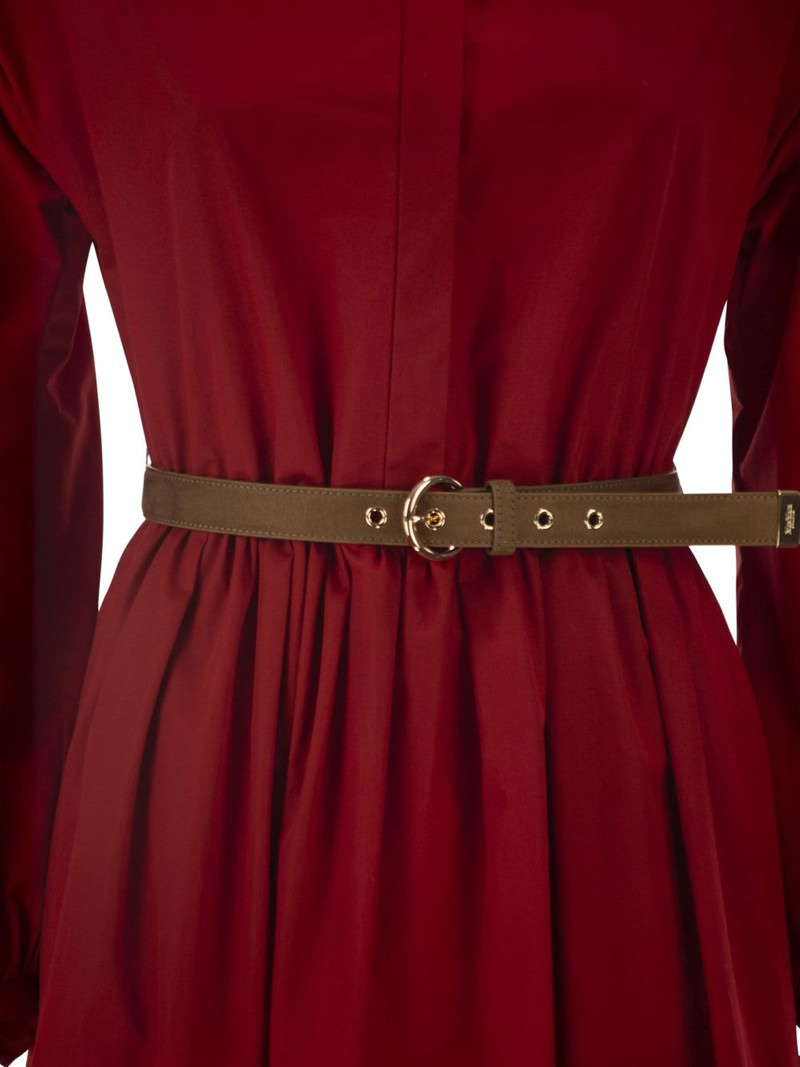balloon-sleeve pleated cotton midi dress 4