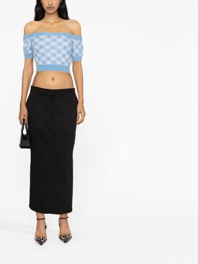 Alessandra Rich vichy-print knitted top outlook
