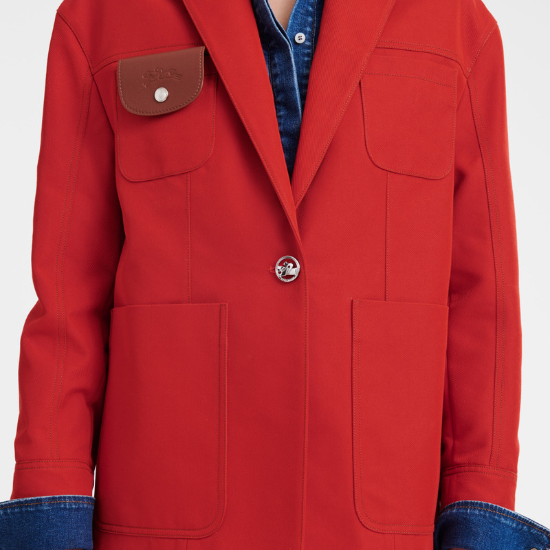 Topstitching straight jacket Paprika - Gabardine 5