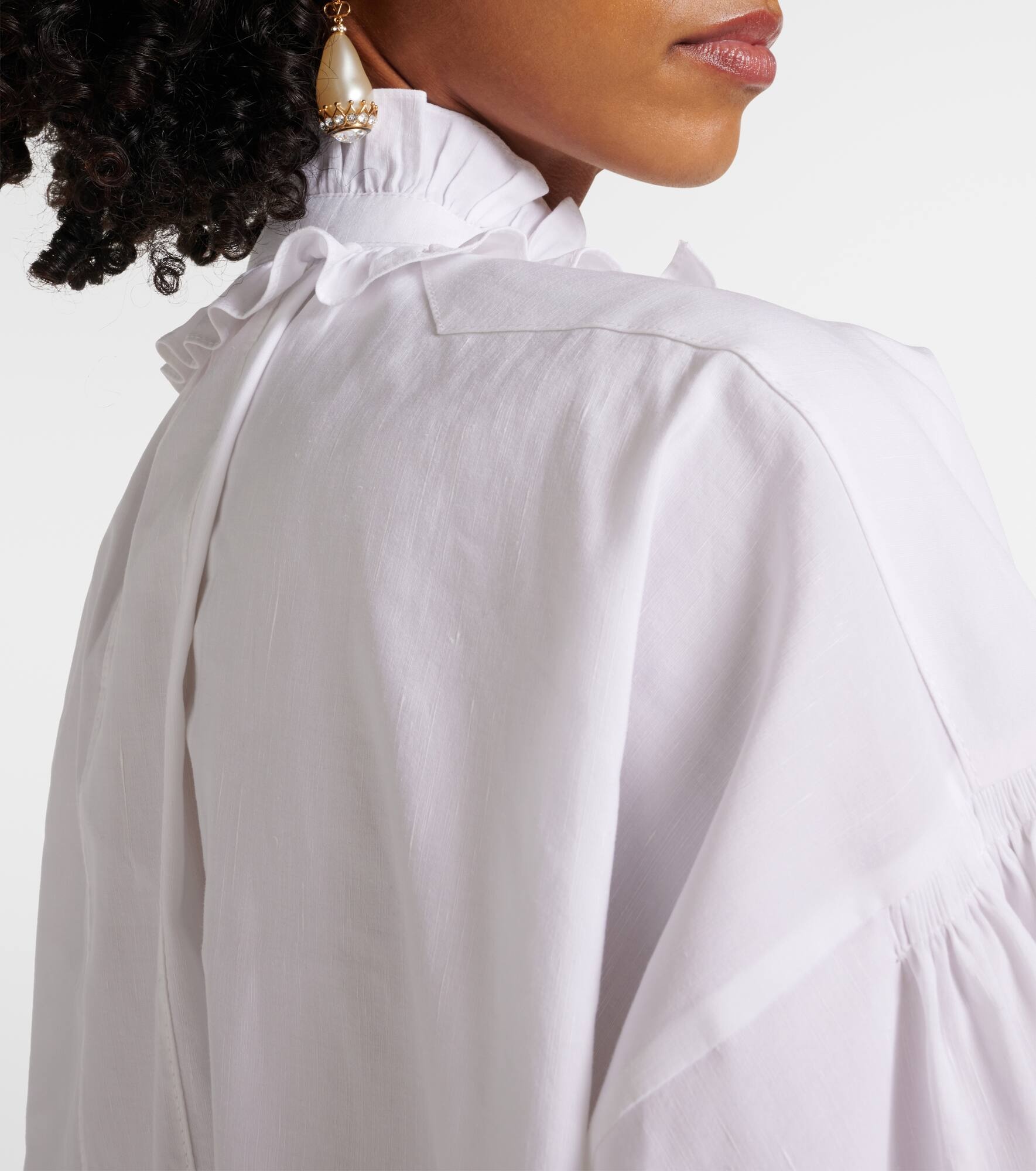 Ruffled cotton, linen, and silk minidress - 6