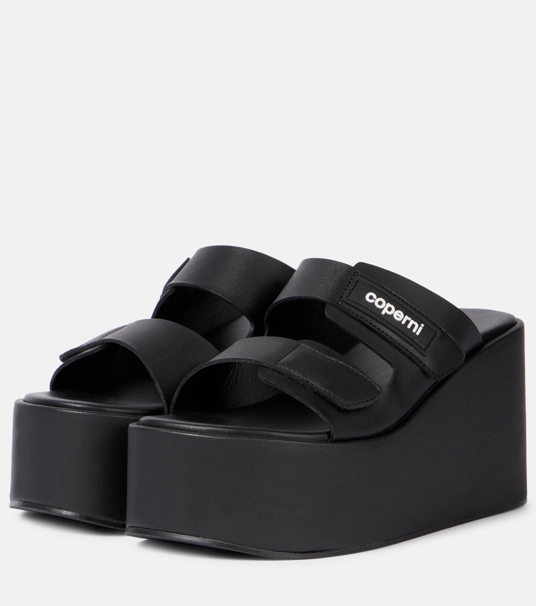 Patch faux leather platform sandals - 4