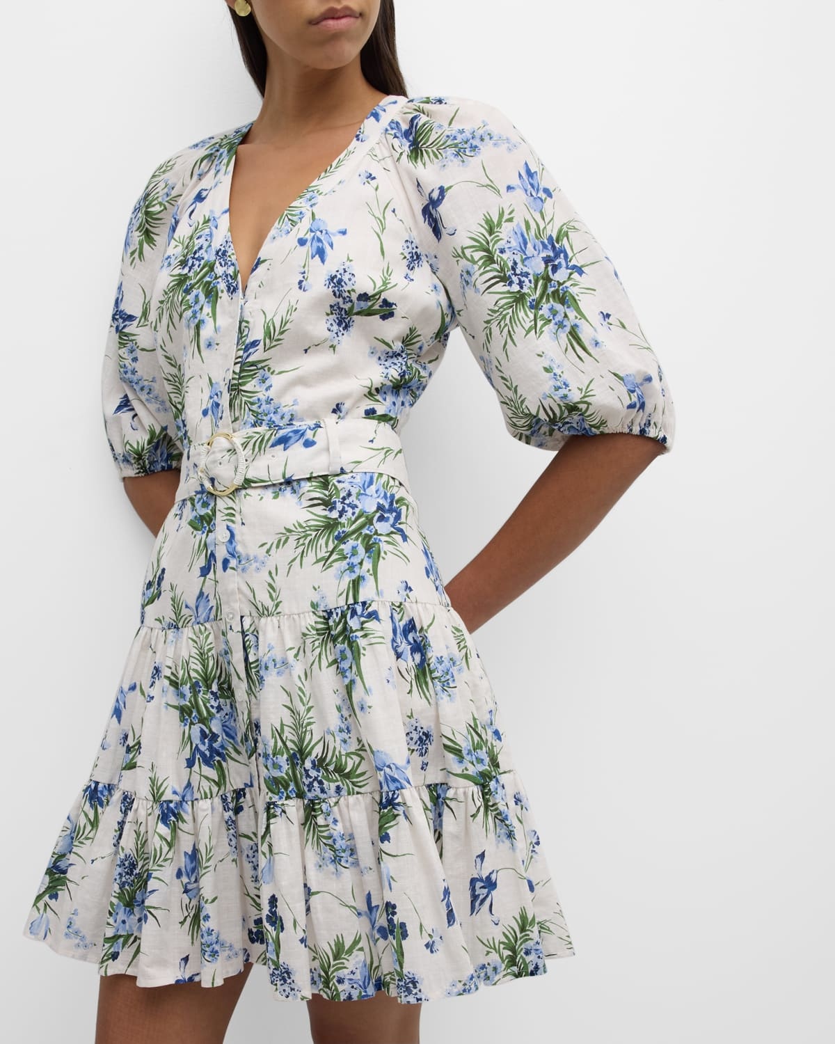 Dewey Floral Button-Front Mini Dress - 7