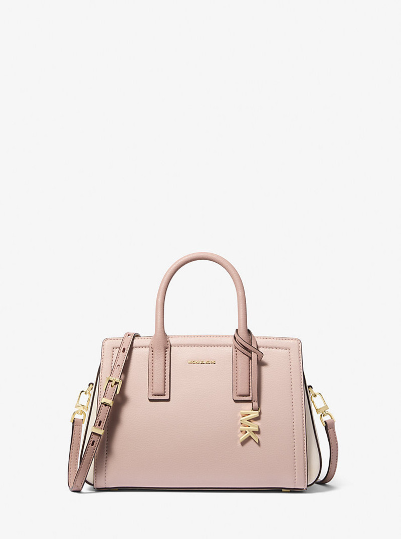 Laila Small Color-Block Pebbled Leather Satchel 1