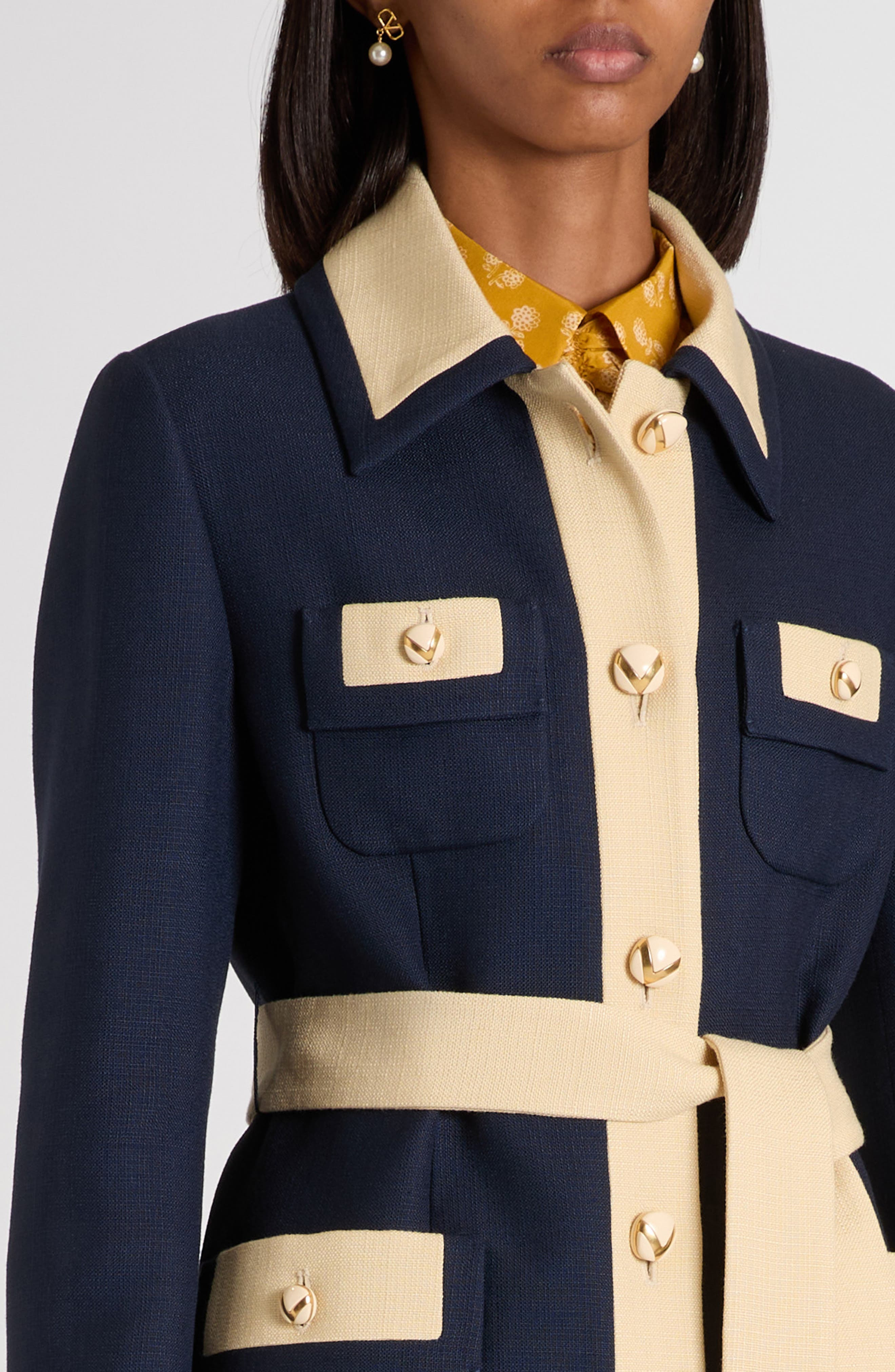 Valentino Garavani Caban Belted Jacket in Brown/Blue at Nordstrom - 5