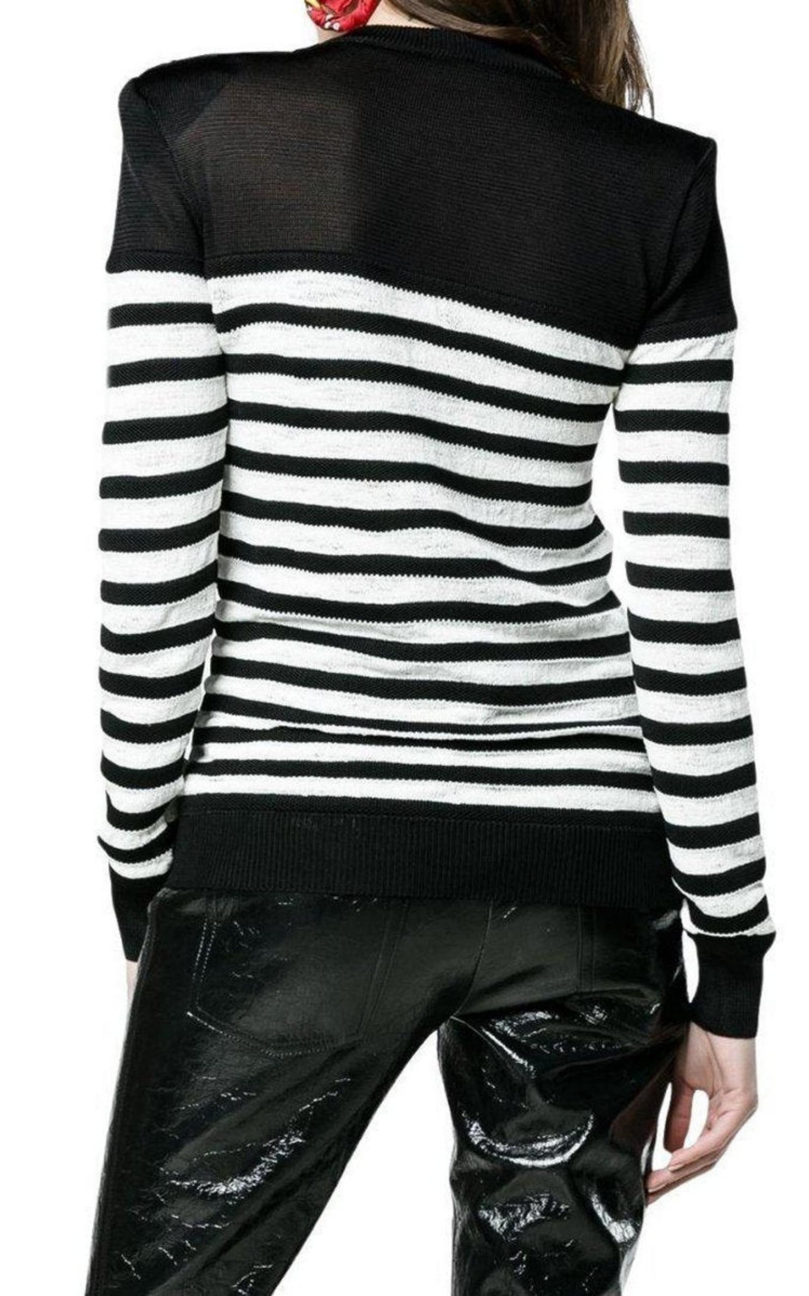 Crew Neck Stripe Long Sleeve Jumper - 5