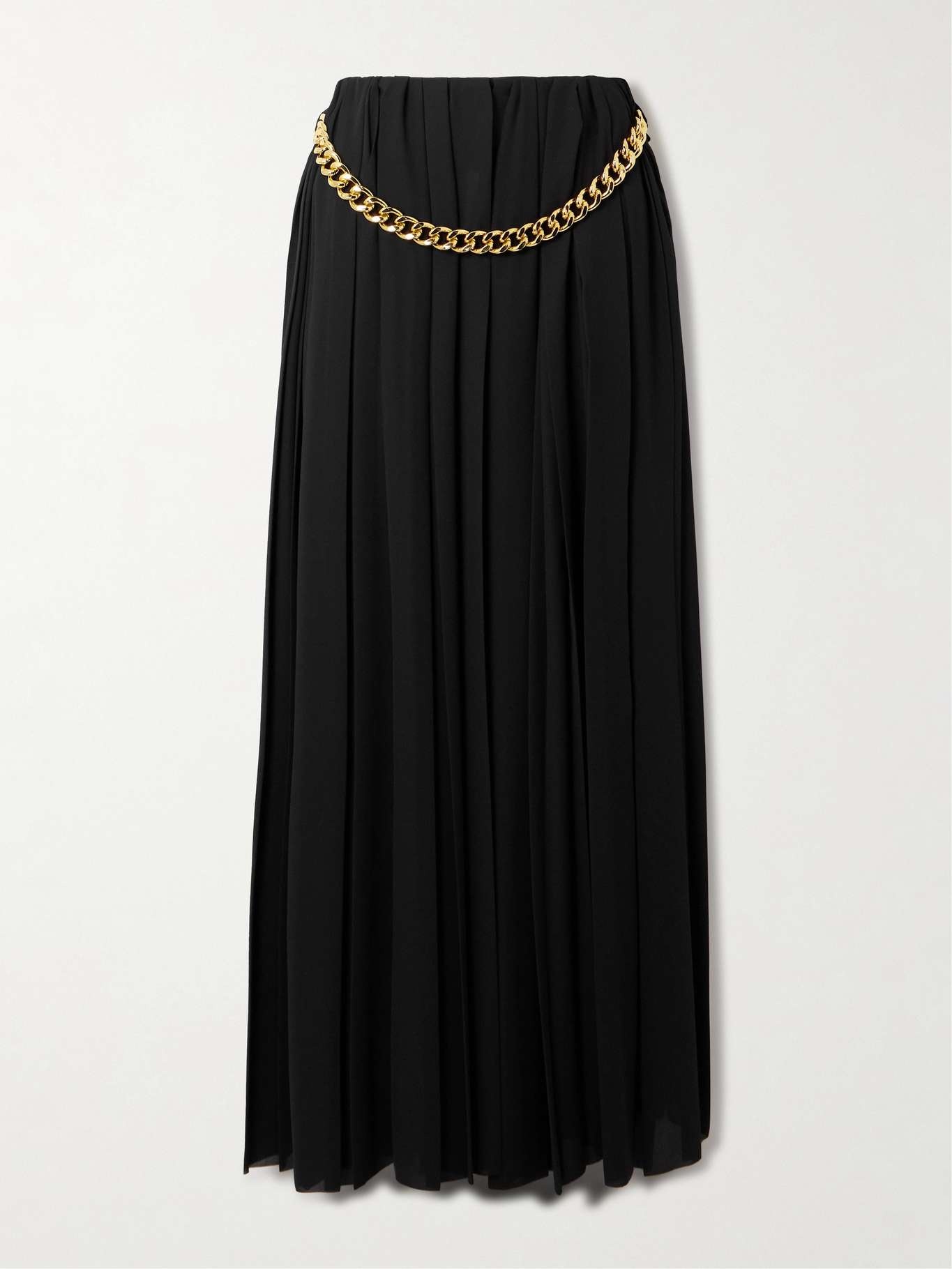 Chain-embellished pleated crepe maxi skirt - 1