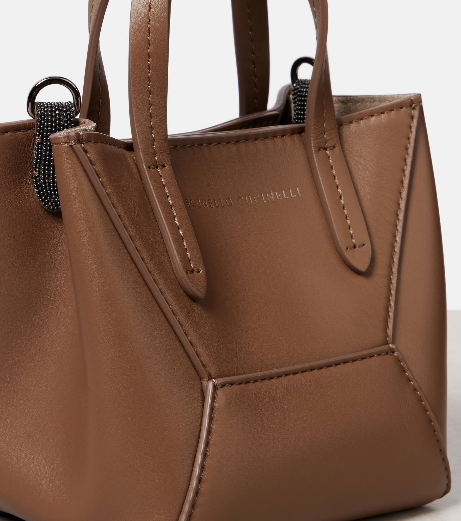Duo Small leather tote bag - 6