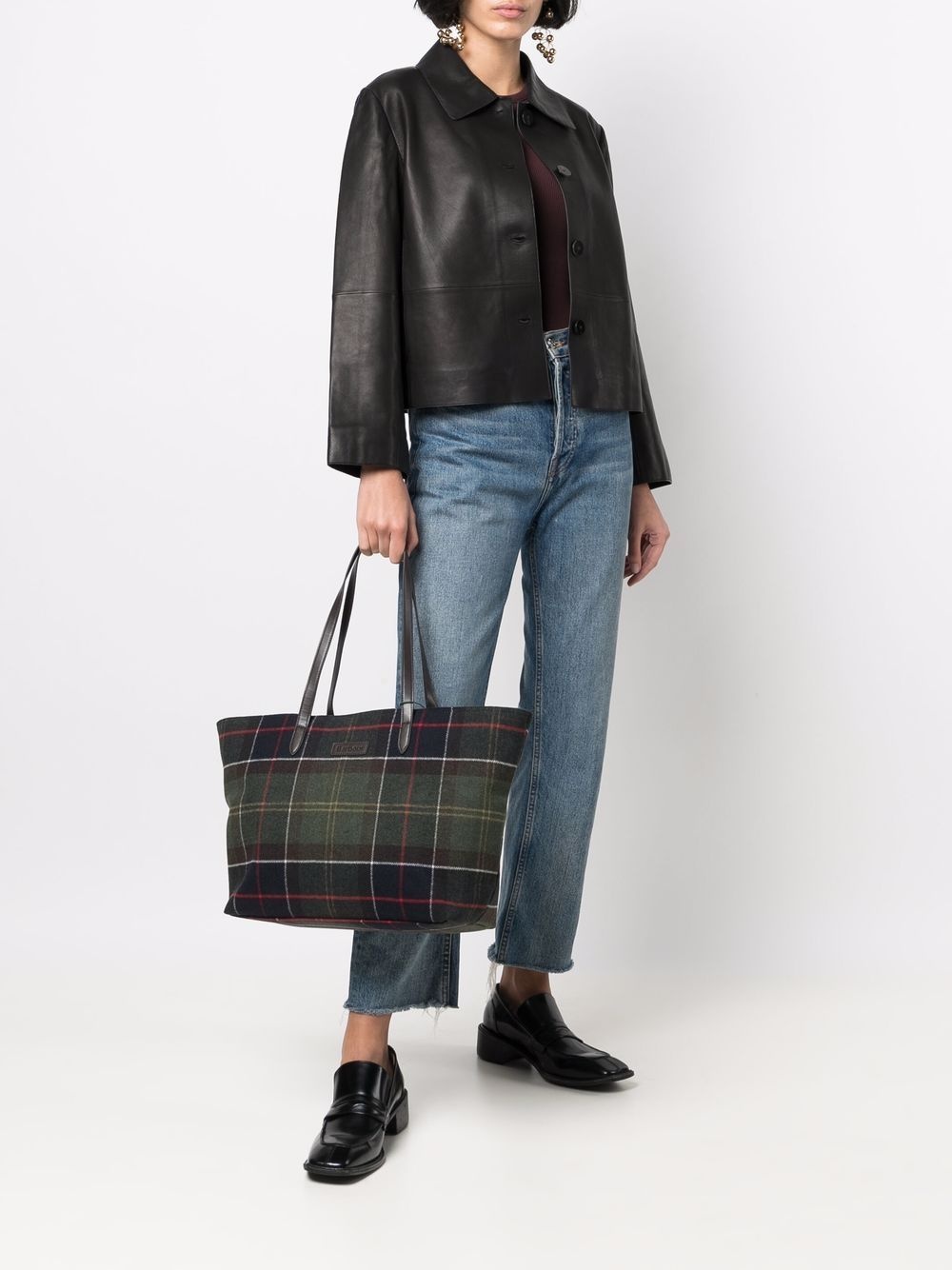 tartan-check print tote bag - 2