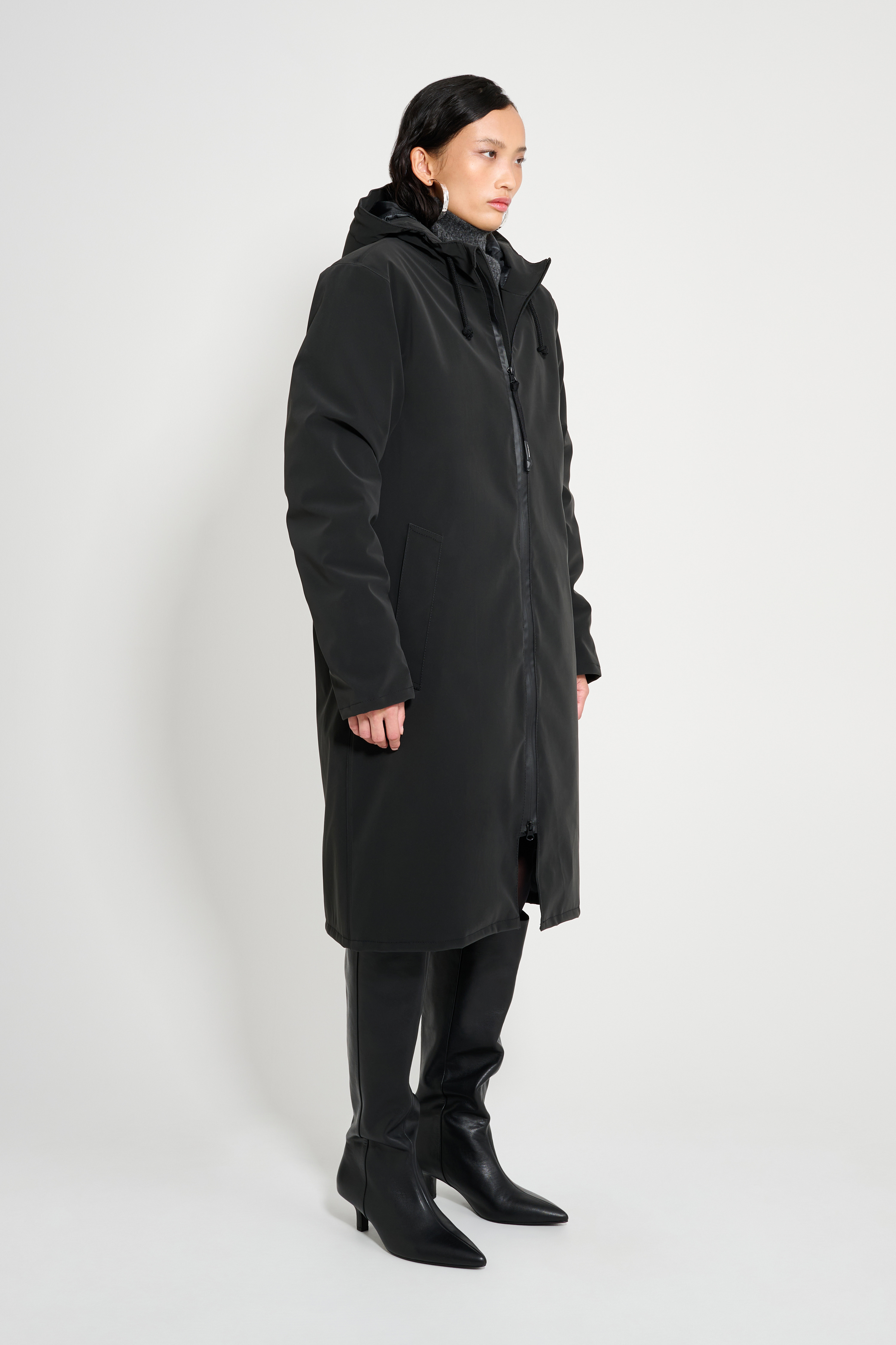 Stockholm Long Matte Winter Coat Black - 3