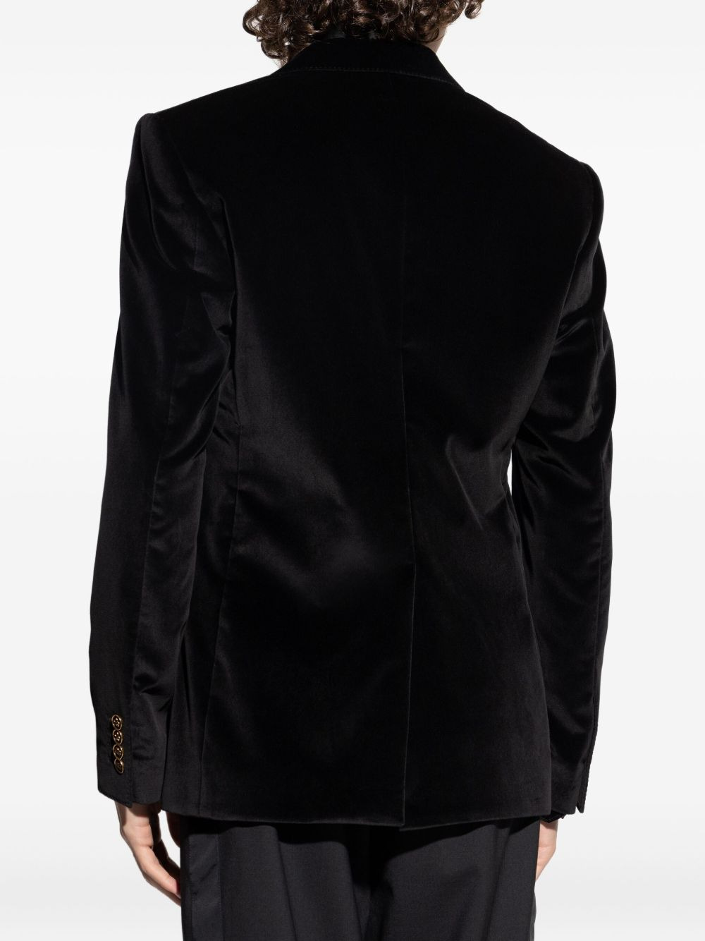 velvet notched-lapel blazer - 4
