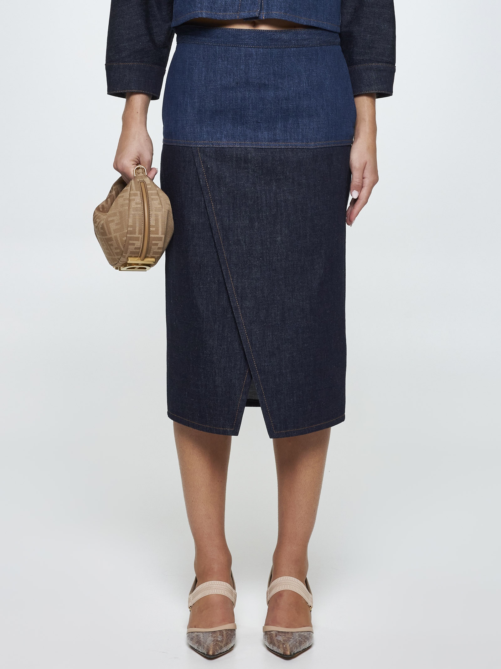 Two-tone denim skirt - 3