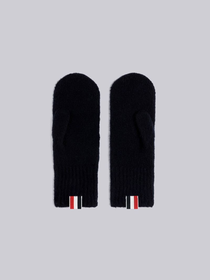 Hairy Silk Cashmere Cable Pointelle 4-Bar Mittens 3