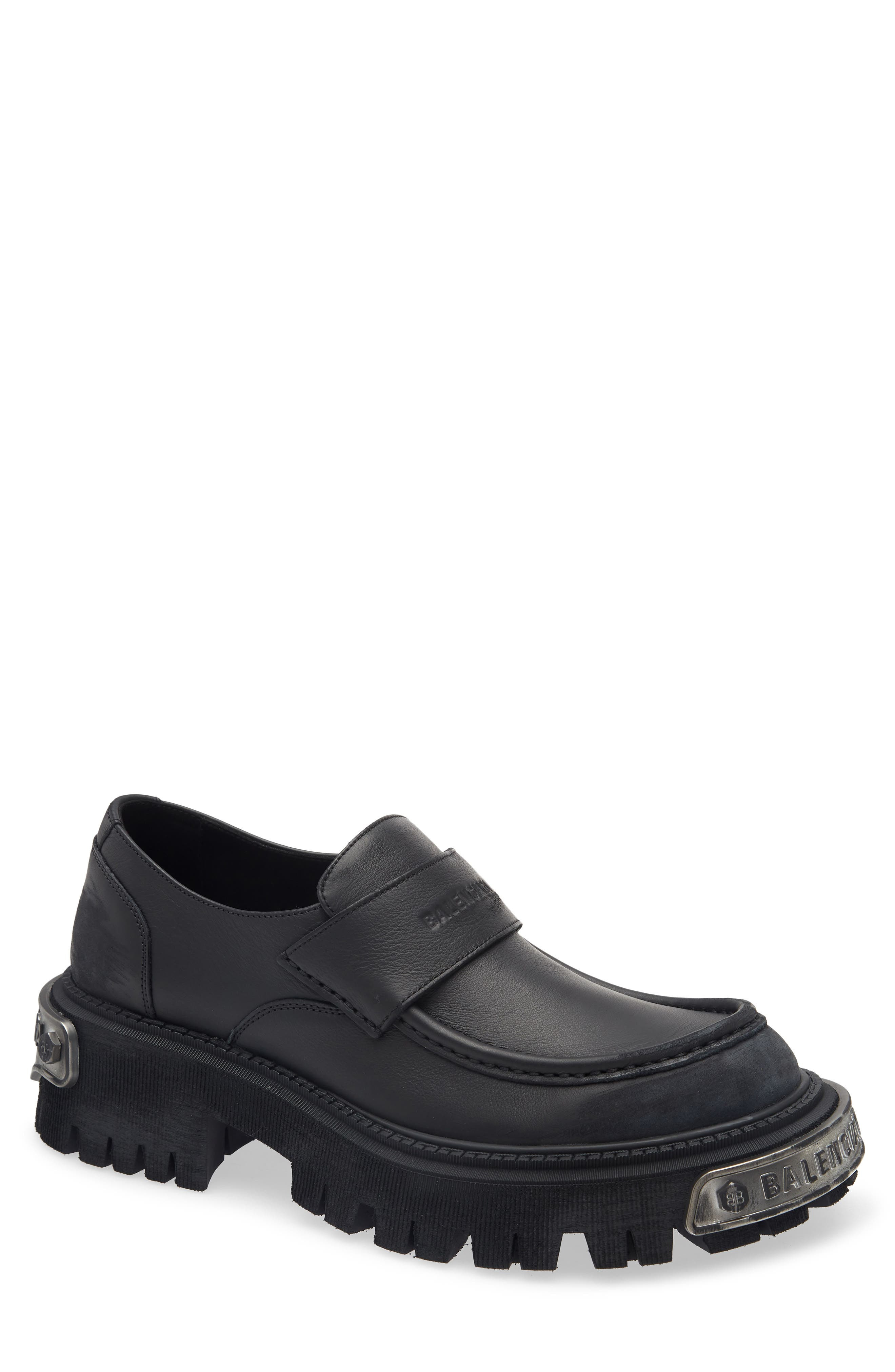 Balenciaga Tractor Lug Sole Loafer in Black/Silver at Nordstrom - 1