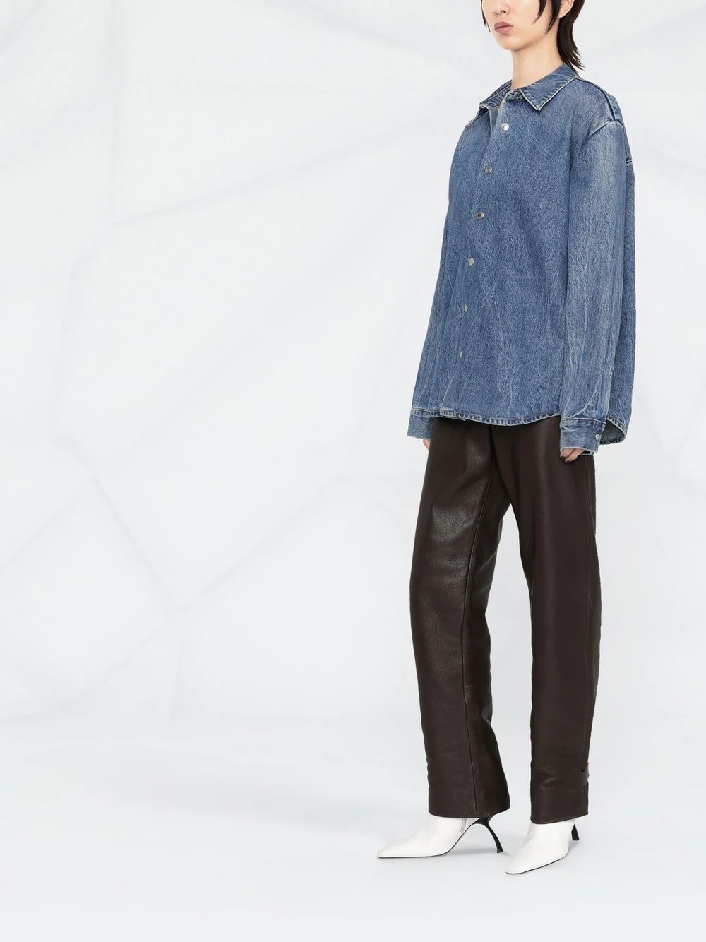 button-fastening denim jacket - 4