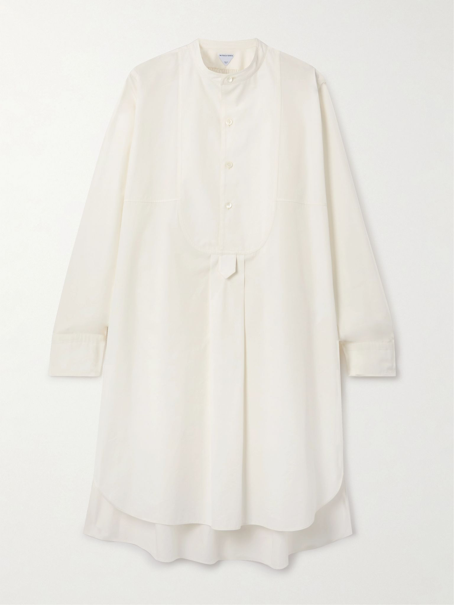 Asymmetric pleated cotton-blend poplin midi dress Off-white - 1